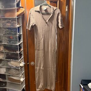 Varley Tan Ribbed Maxi Dress medium